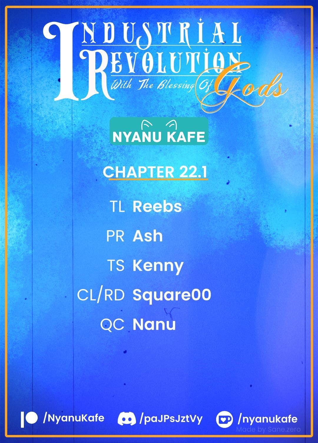 Revolution in production with the blessings of the gods – While living a leisurely, slow life in a corner of another world, somehow a diverse group of people gathered to form the strongest nation… Chapter 22.1 - Page 1